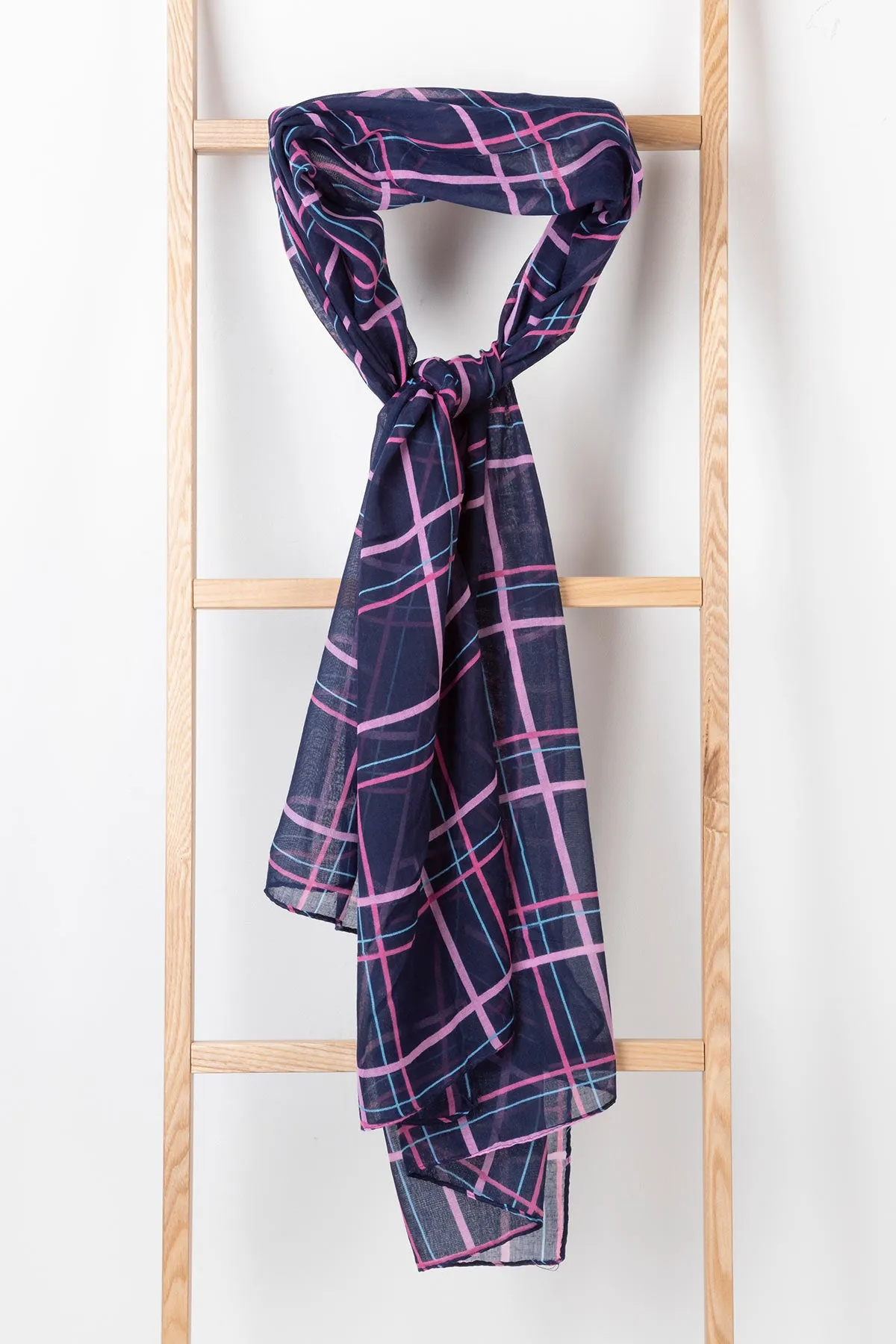 Ladies Checked Floaty Scarf - Polly