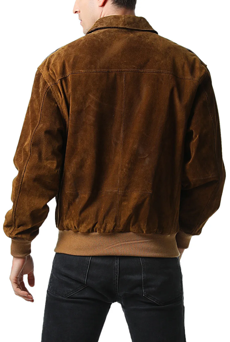 Landing Leathers Men Air Force A-2 Suede Leather Flight Bomber Jacket