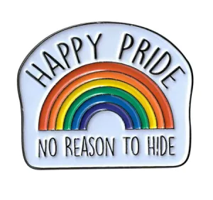 Large "HAPPY PRIDE NO REASON TO HIDE" Enamel Pin