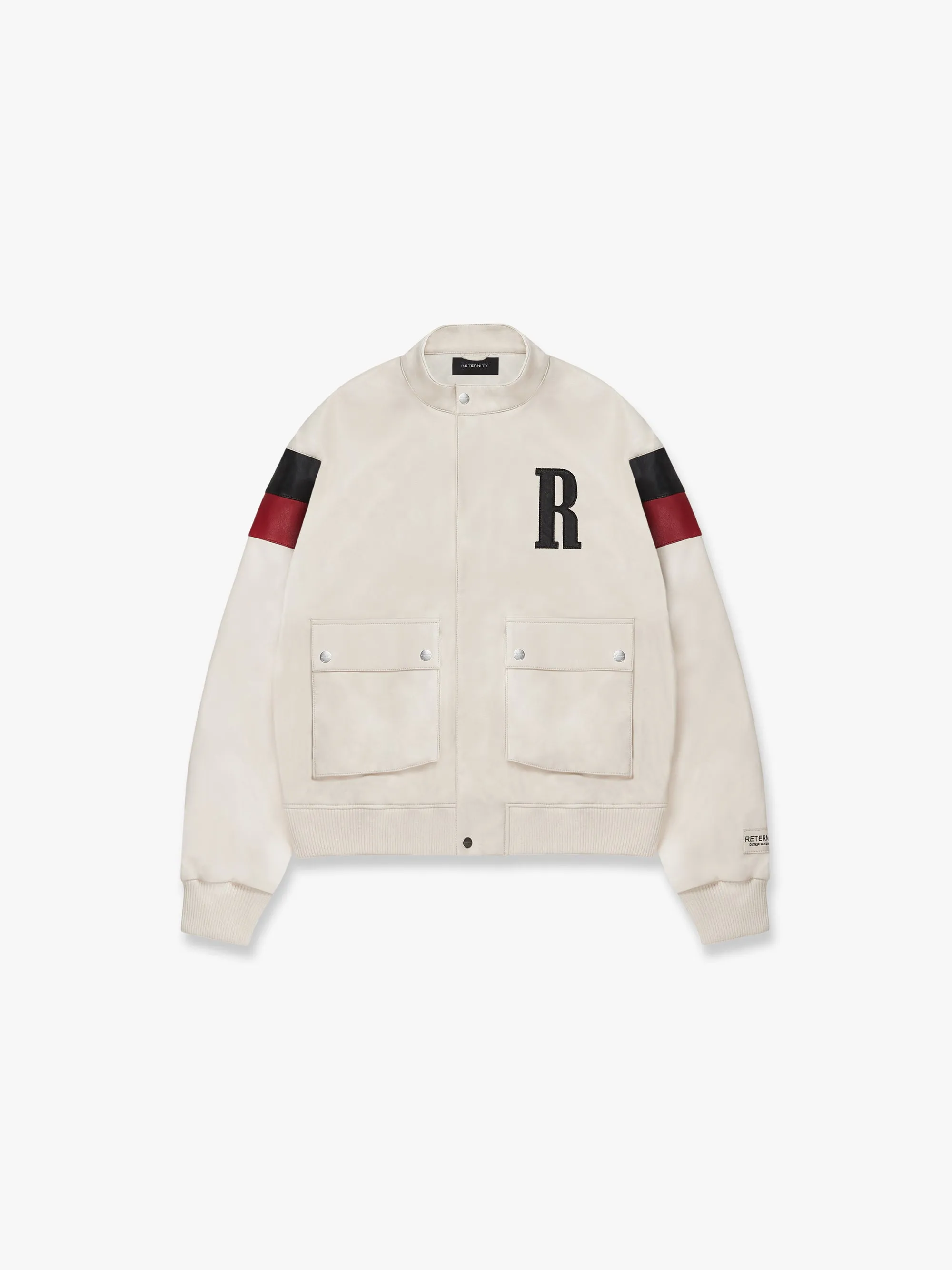 LEATHER RACING JACKET - CREAM