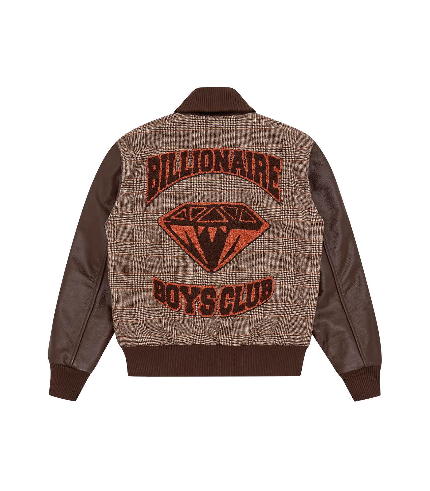 LEATHER SLEEVE VARSITY JACKET - BROWN