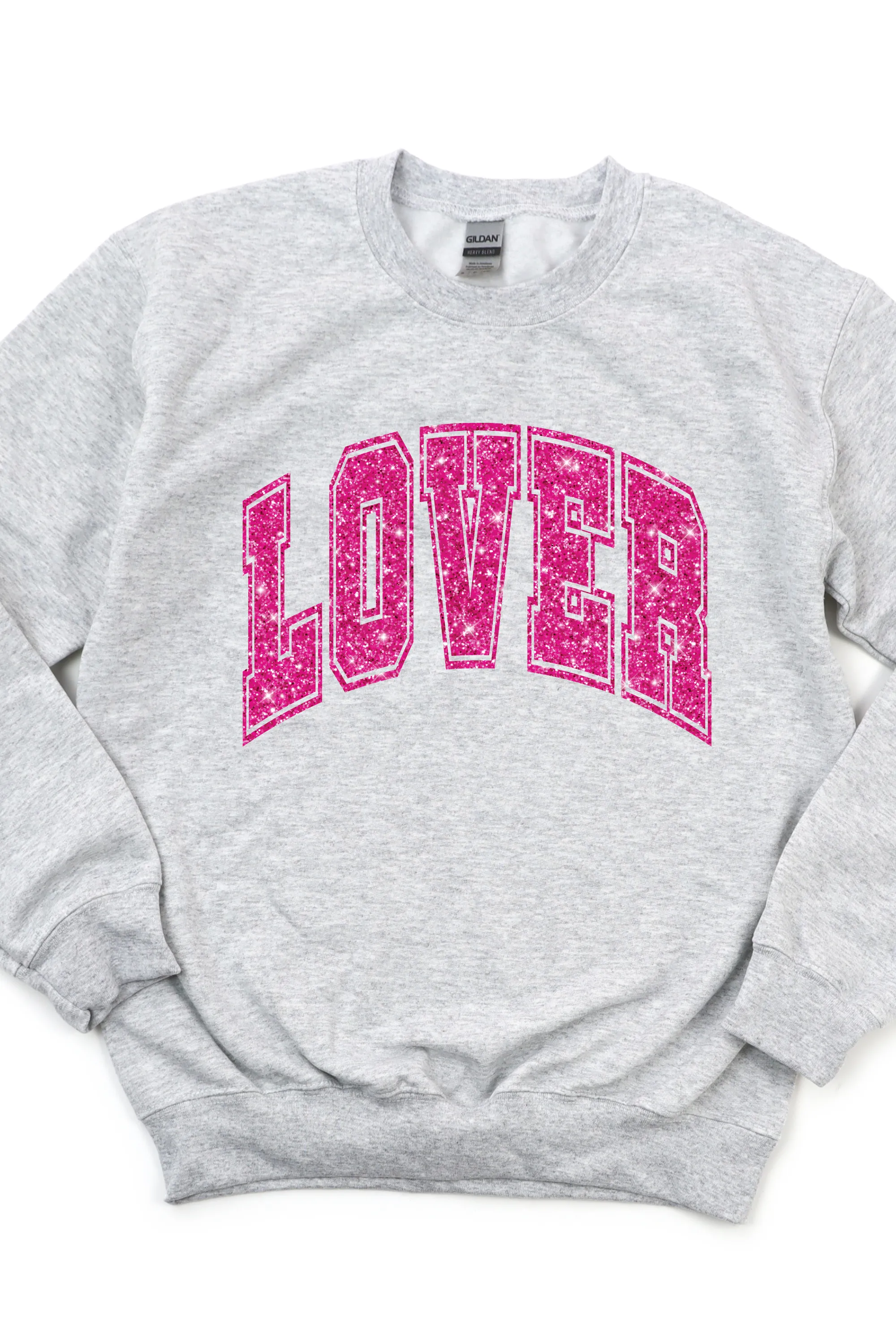 LOVER FAUX GLITTER SWEATSHIRT