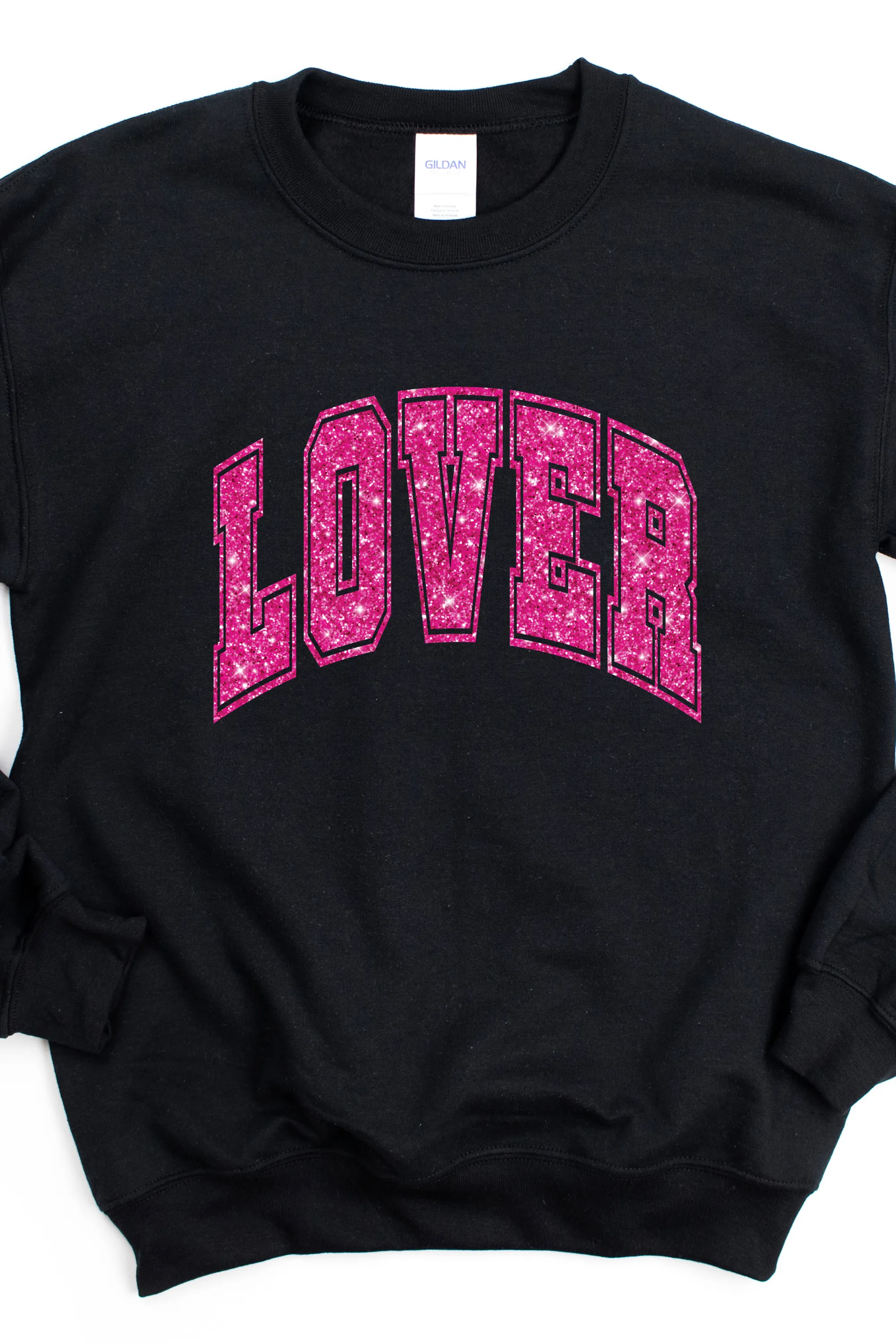 LOVER FAUX GLITTER SWEATSHIRT