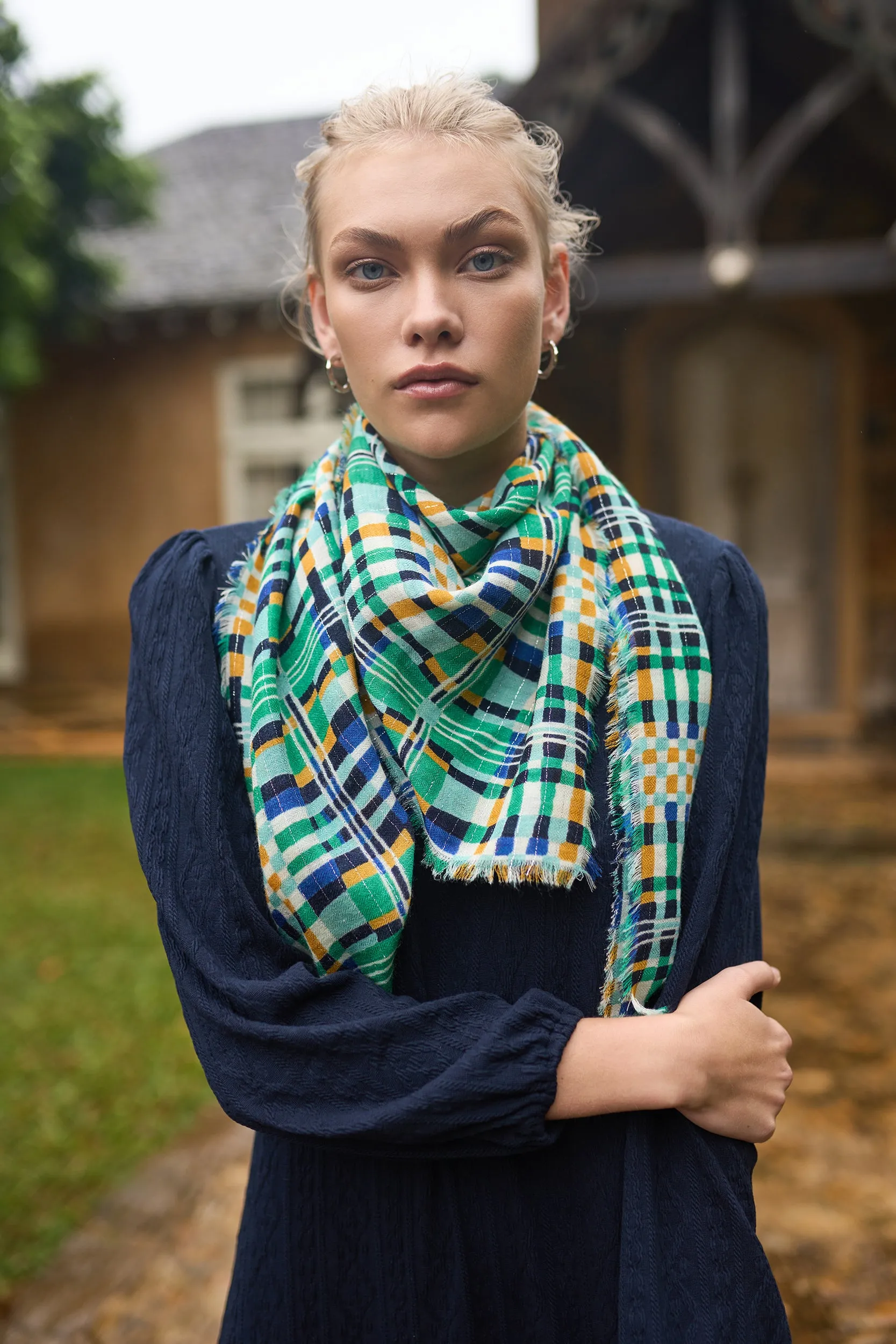 Lurex Check Scarf