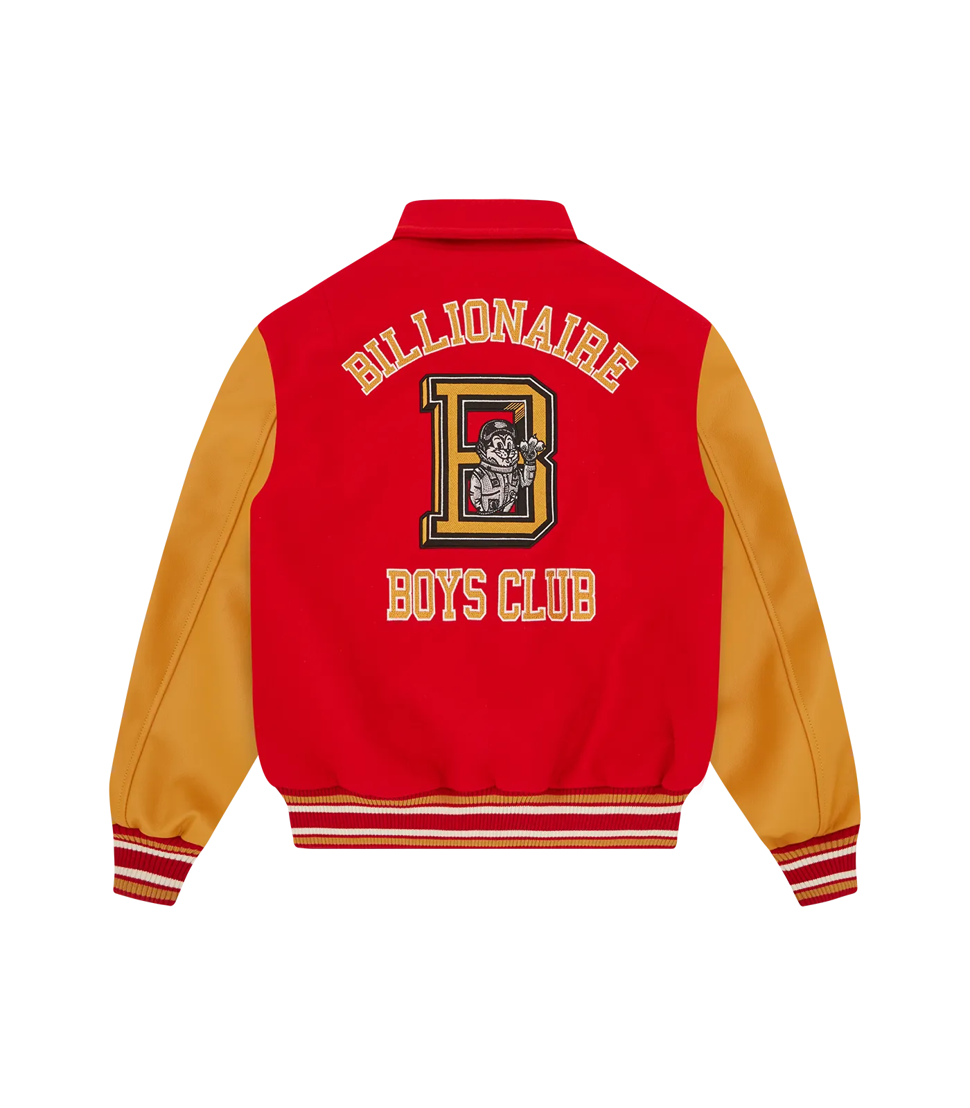 MASCOT LEATHER SLEEVE VARSITY JACKET - RED