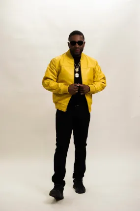 Men's Classic Leather Baseball Jacket [Yellow]