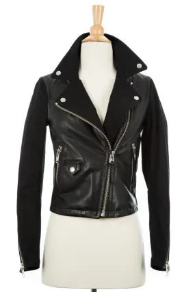 Minella Leather & Canvas Biker Jacket