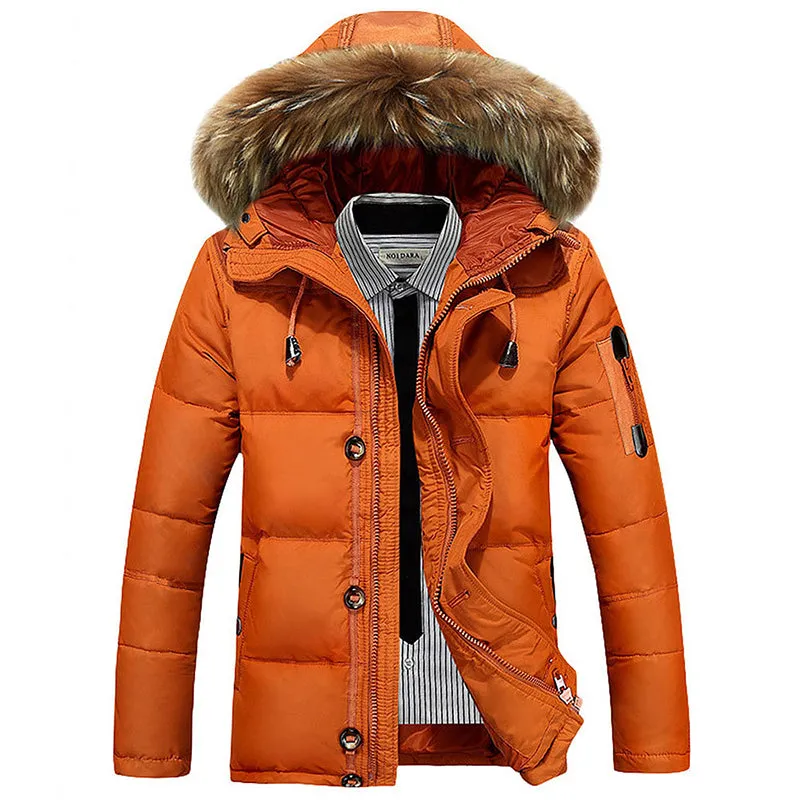 Outdoor Leisure Thick Fur Collar Men's Down Jacket