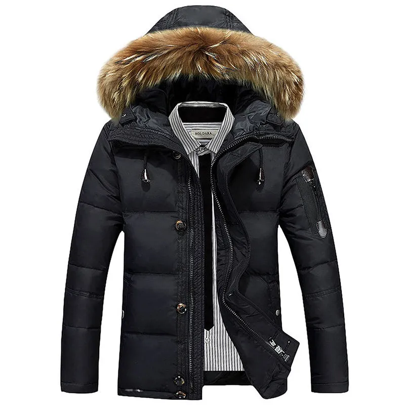 Outdoor Leisure Thick Fur Collar Men's Down Jacket