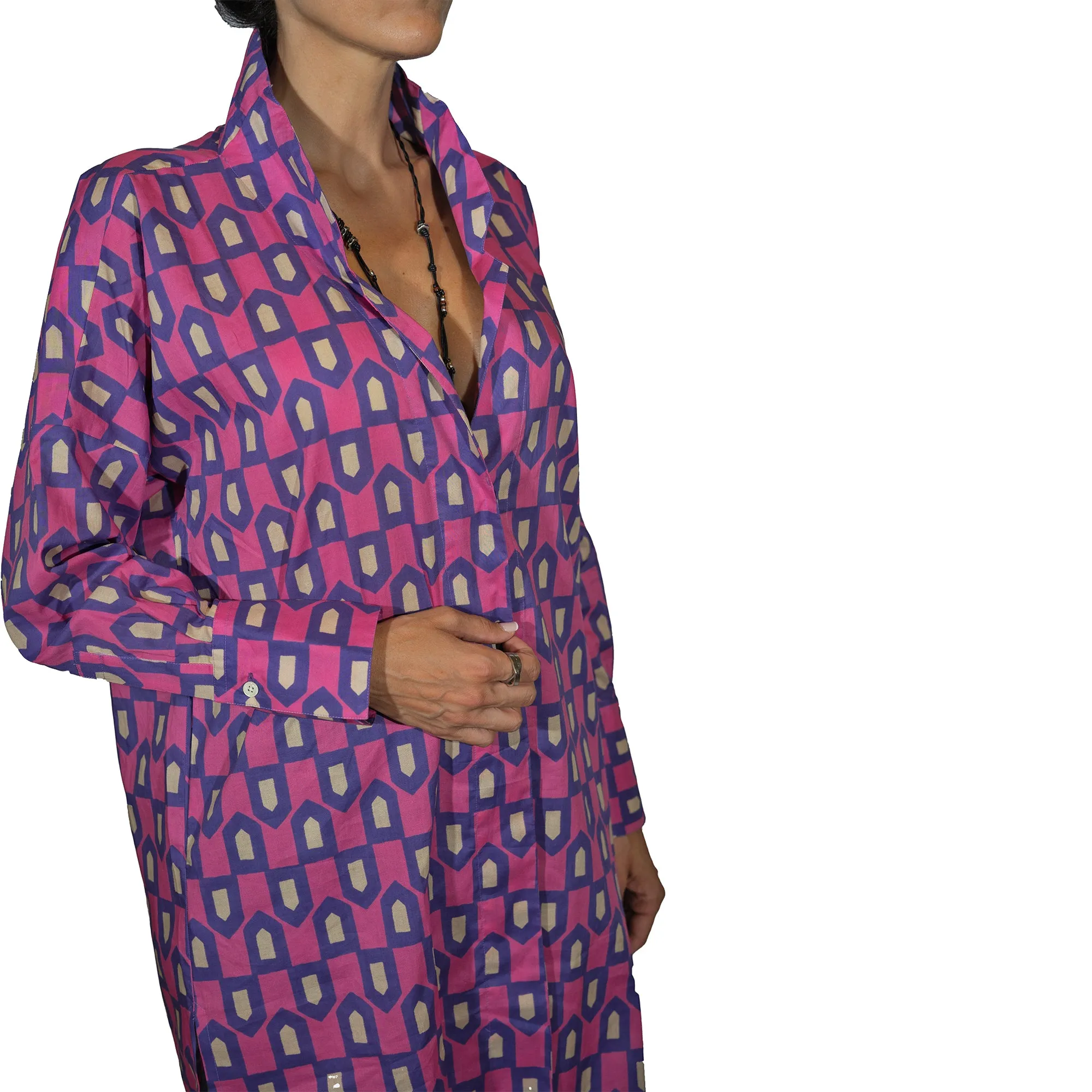 Printed Cotton Trench/Dress Purple