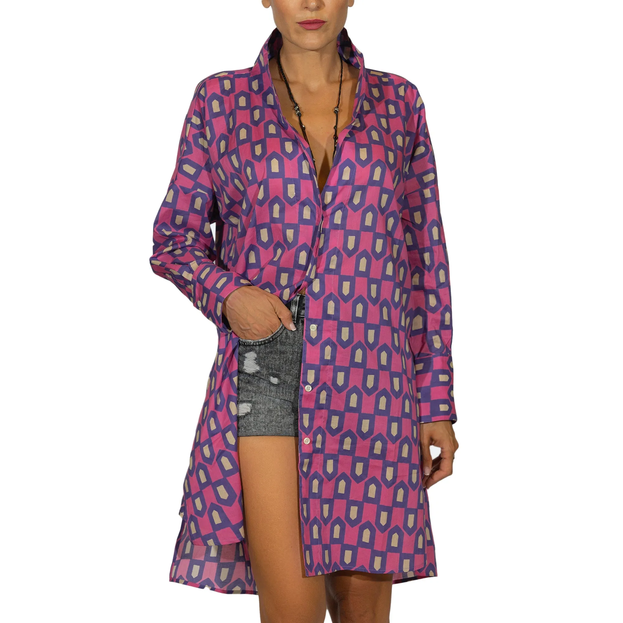 Printed Cotton Trench/Dress Purple