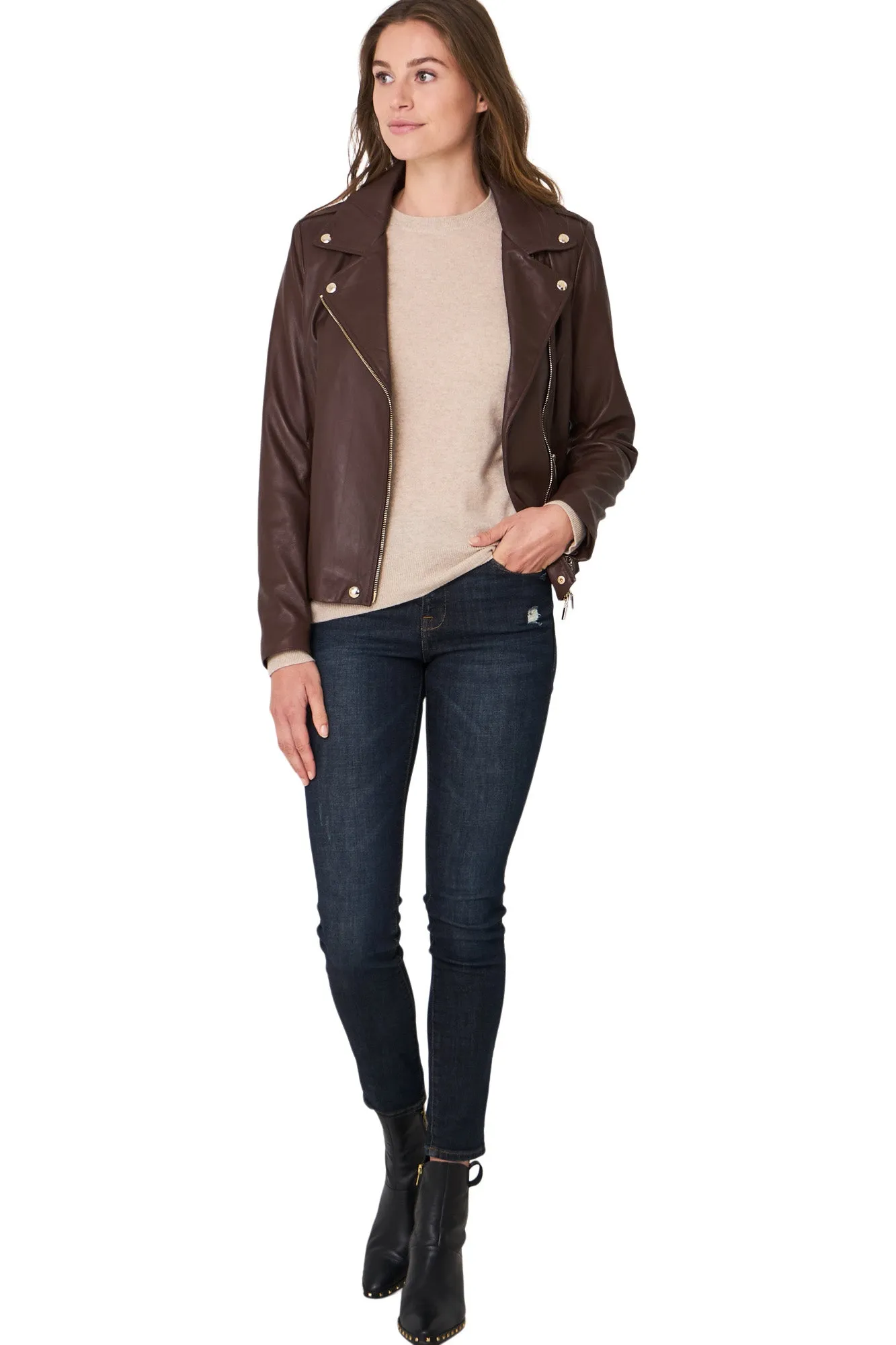 Repeat Cashmere Leather Moto Jacket