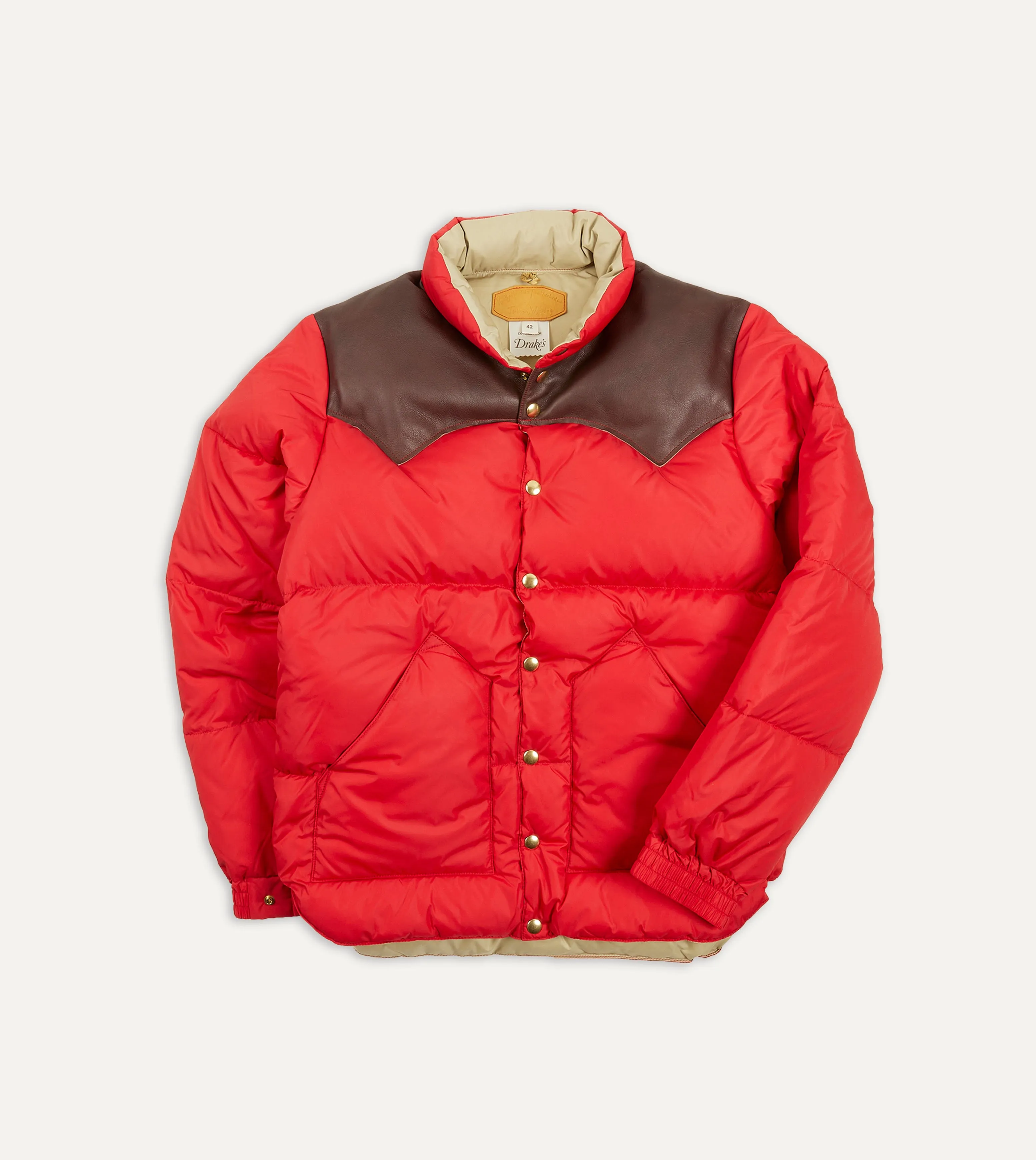 Rocky Mountain Featherbed for Drake's Red Nylon Leather Christy Down Jacket