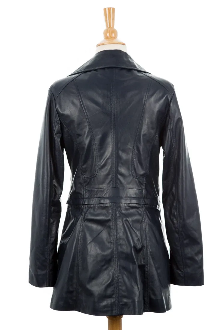 Vena Leather Convertible Trench/Biker Jacket