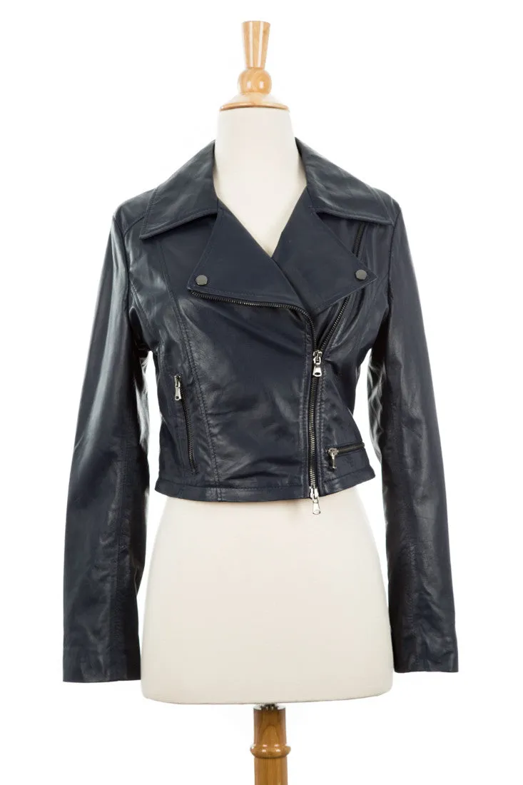 Vena Leather Convertible Trench/Biker Jacket