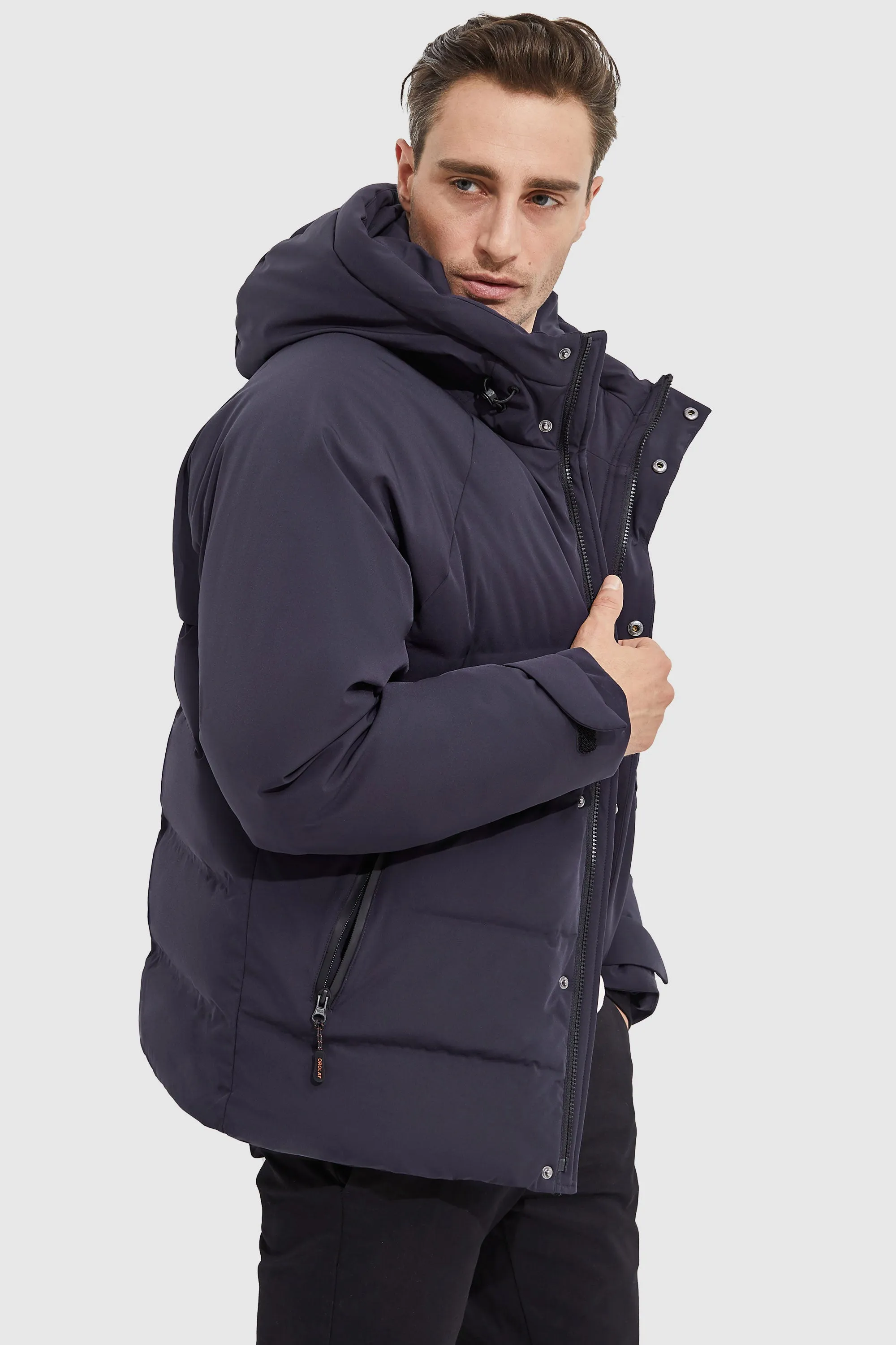 Winter Hood Ribbed Cuff Down Jacket