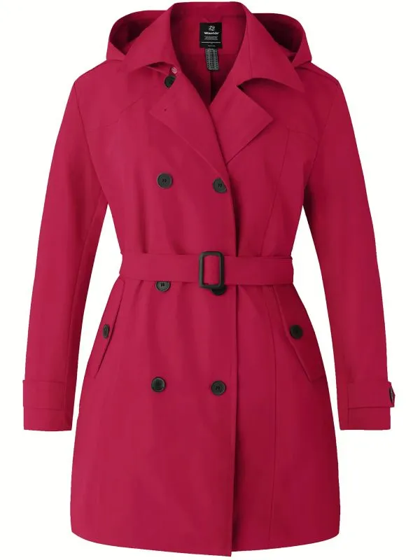 Women's Plus Size Double-Breasted Trench Coat with Belt