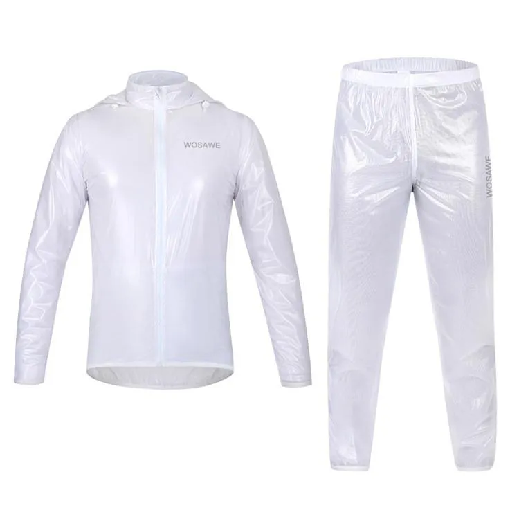 WOSAWE Waterproof Windproof White Cycling Rain Coats Jackets Set